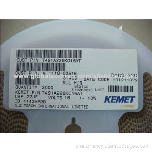 SMD Tantalum Capacitors, T491A226K016AT, 22UF/16V/10%/1206, A Case